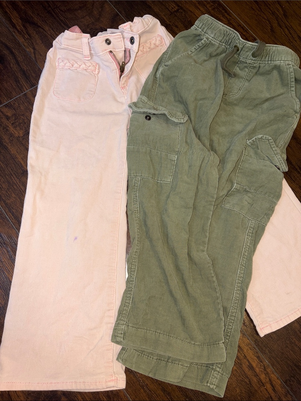 Gymboree Pink 2 Kids Pants Pink Wide-Leg Pant & Olive Green Cargo both 5T